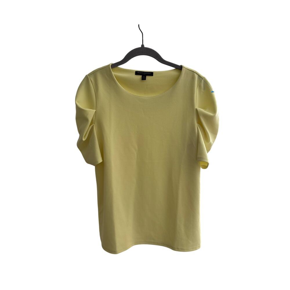 Banana Republic Yellow Puff Sleeve Blouse Women’s Medium Stretch Career Top - Picture 4 of 10